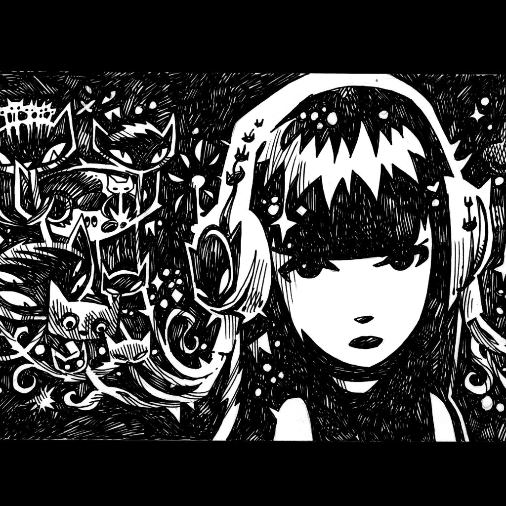 TUNE IN Emily the Strange Original Ink Drawing