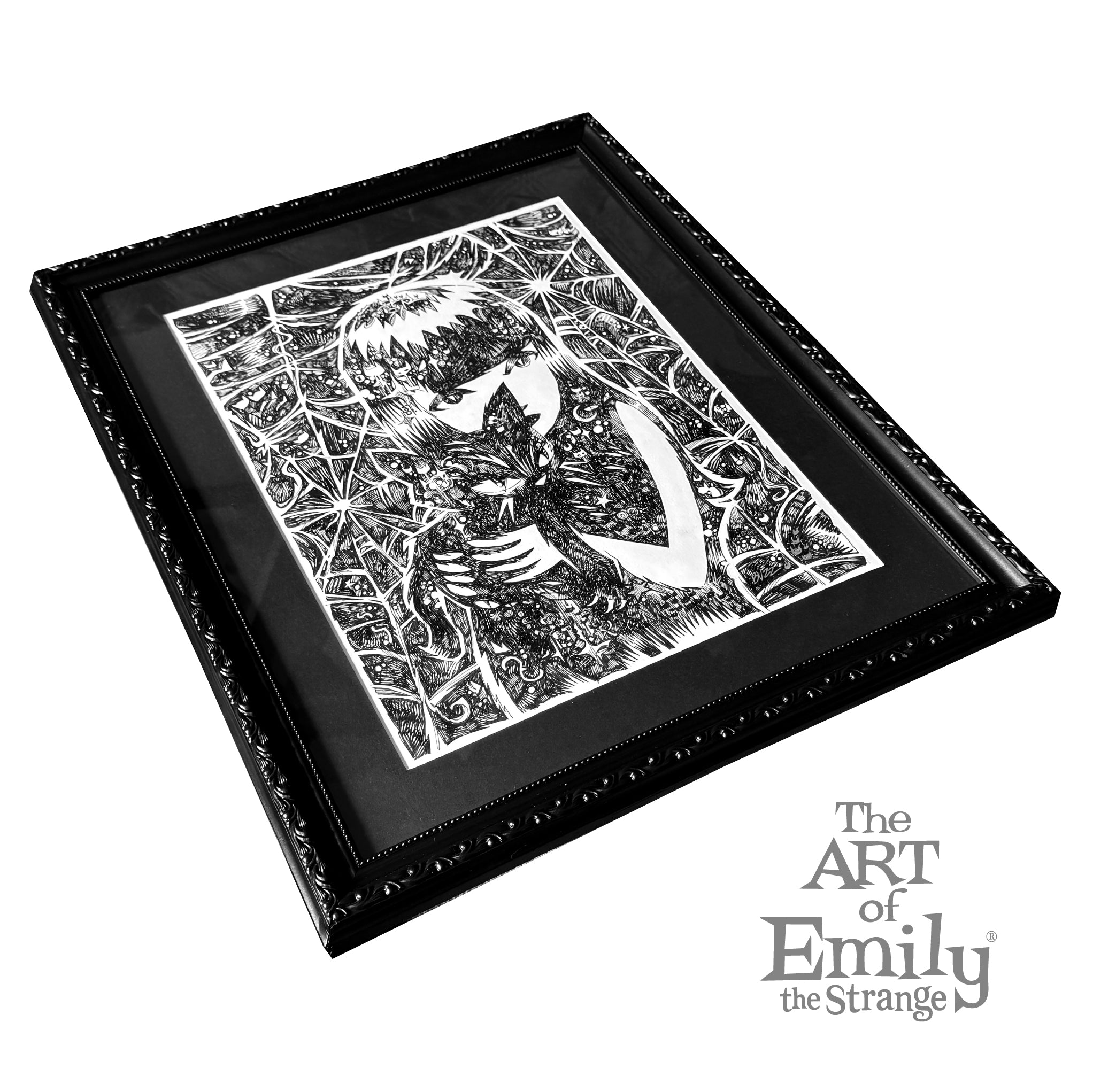 Kitty Whispers 18x22 Emily the Strange Original Ink Drawing