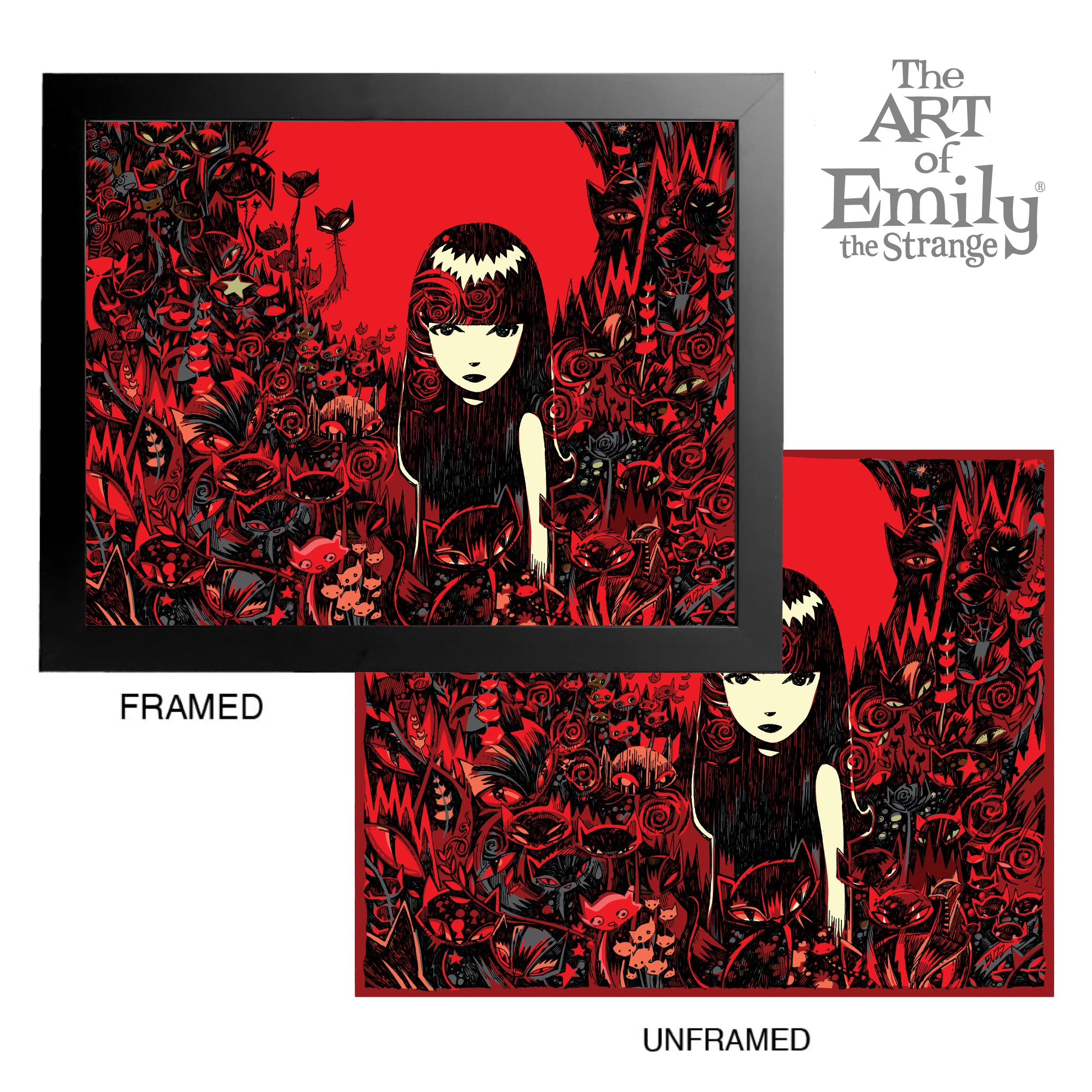 Feline Of Garden Delights Emily The Strange Art Print Framed or Unframed