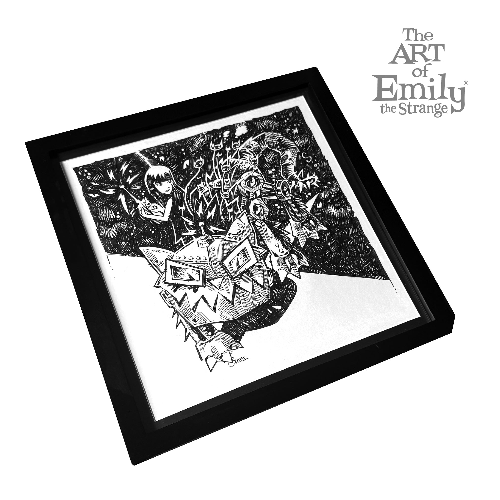 My Me'ow'chanical Kitty Emily the Strange Original Ink Drawing