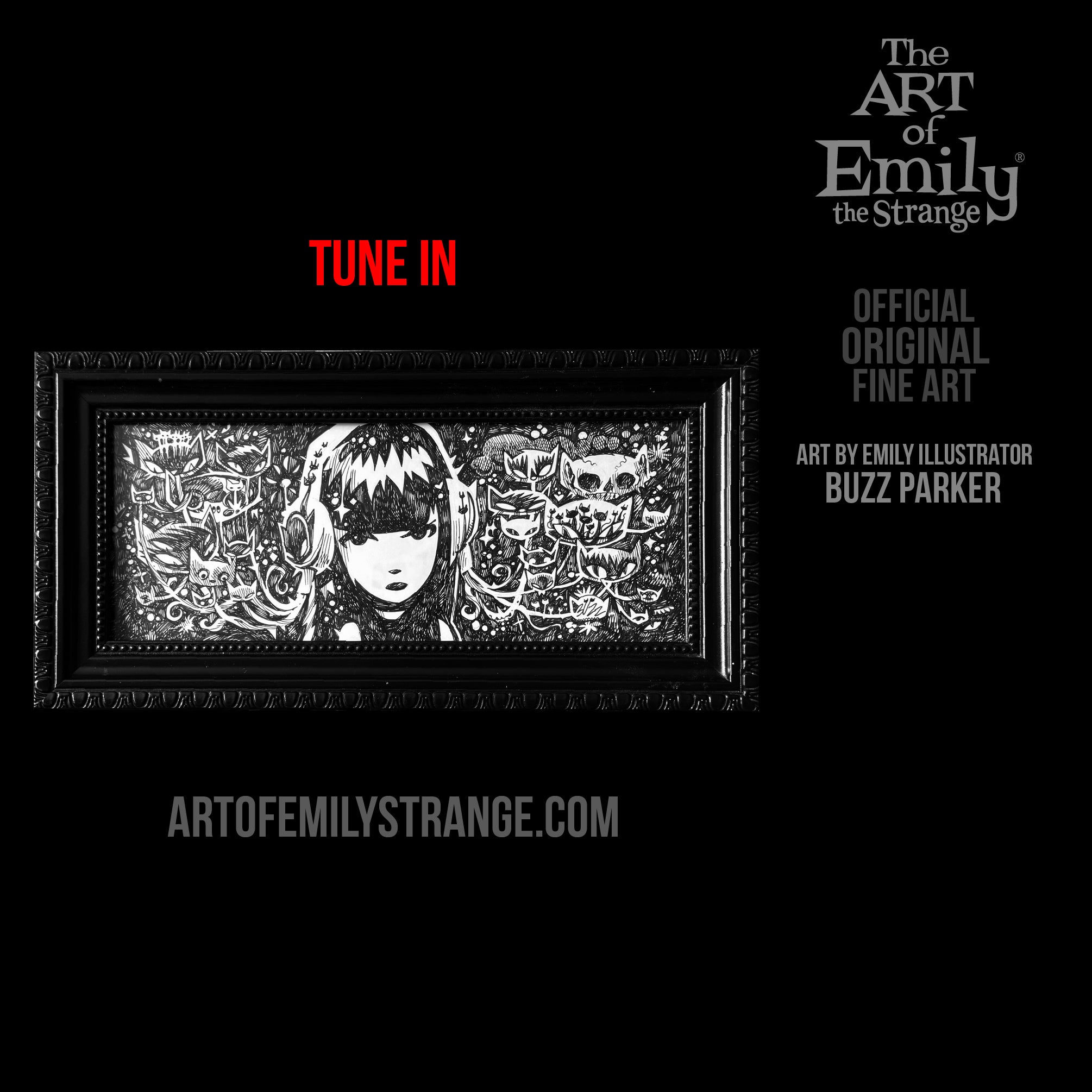 TUNE IN Emily the Strange Original Ink Drawing