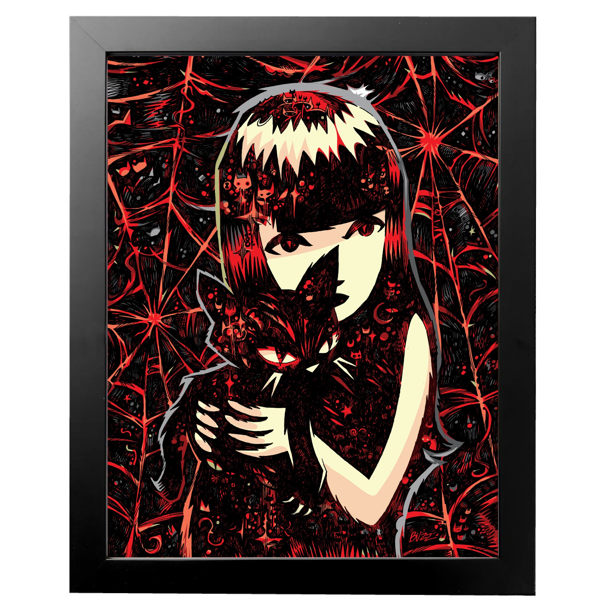 Kitty Whispers Emily The Strange Art Print Framed or Unframed