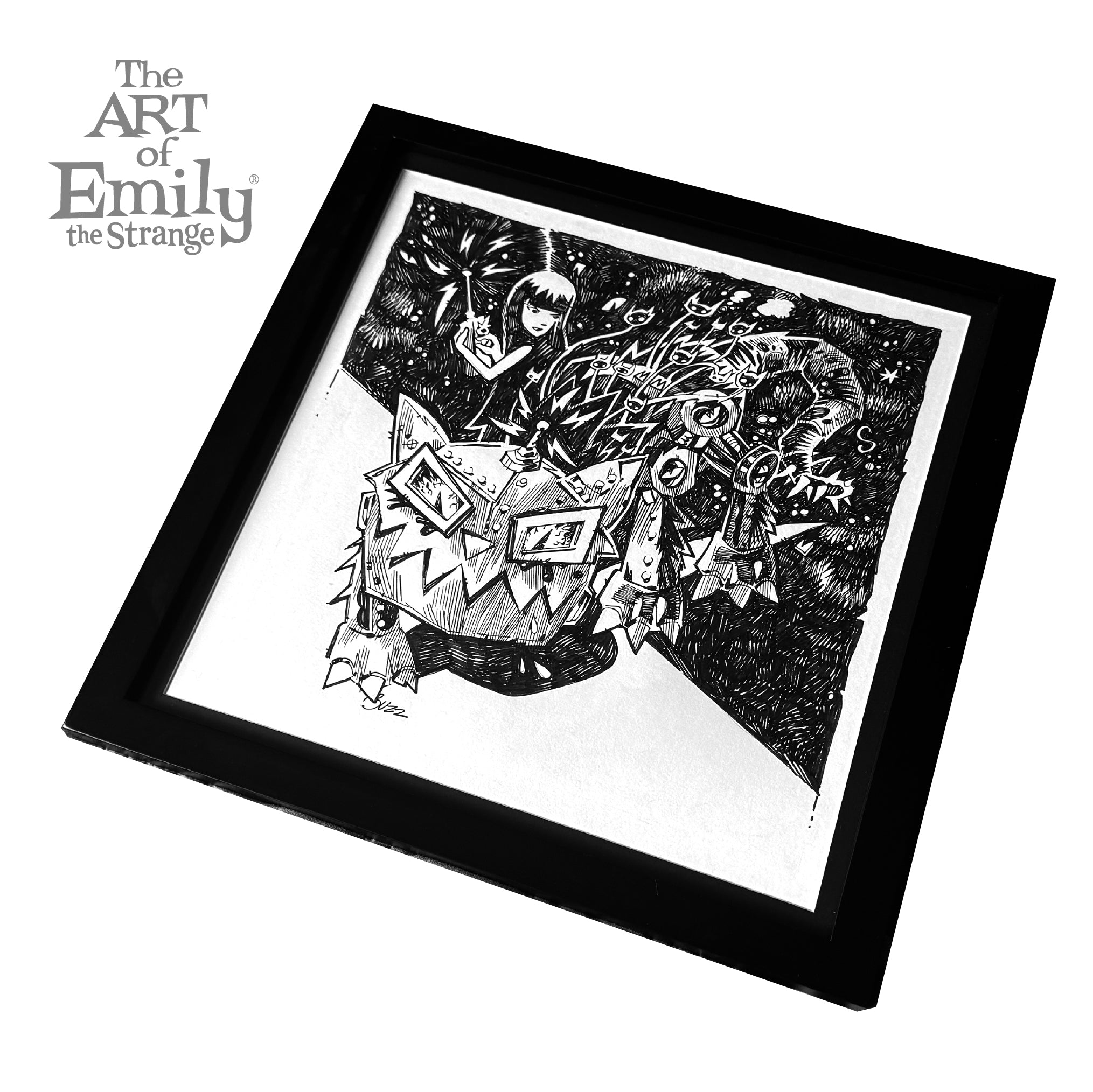 My Me'ow'chanical Kitty Emily the Strange Original Ink Drawing