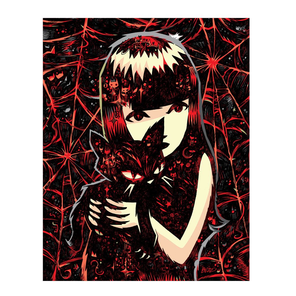 Kitty Whispers Emily The Strange Art Print Framed or Unframed