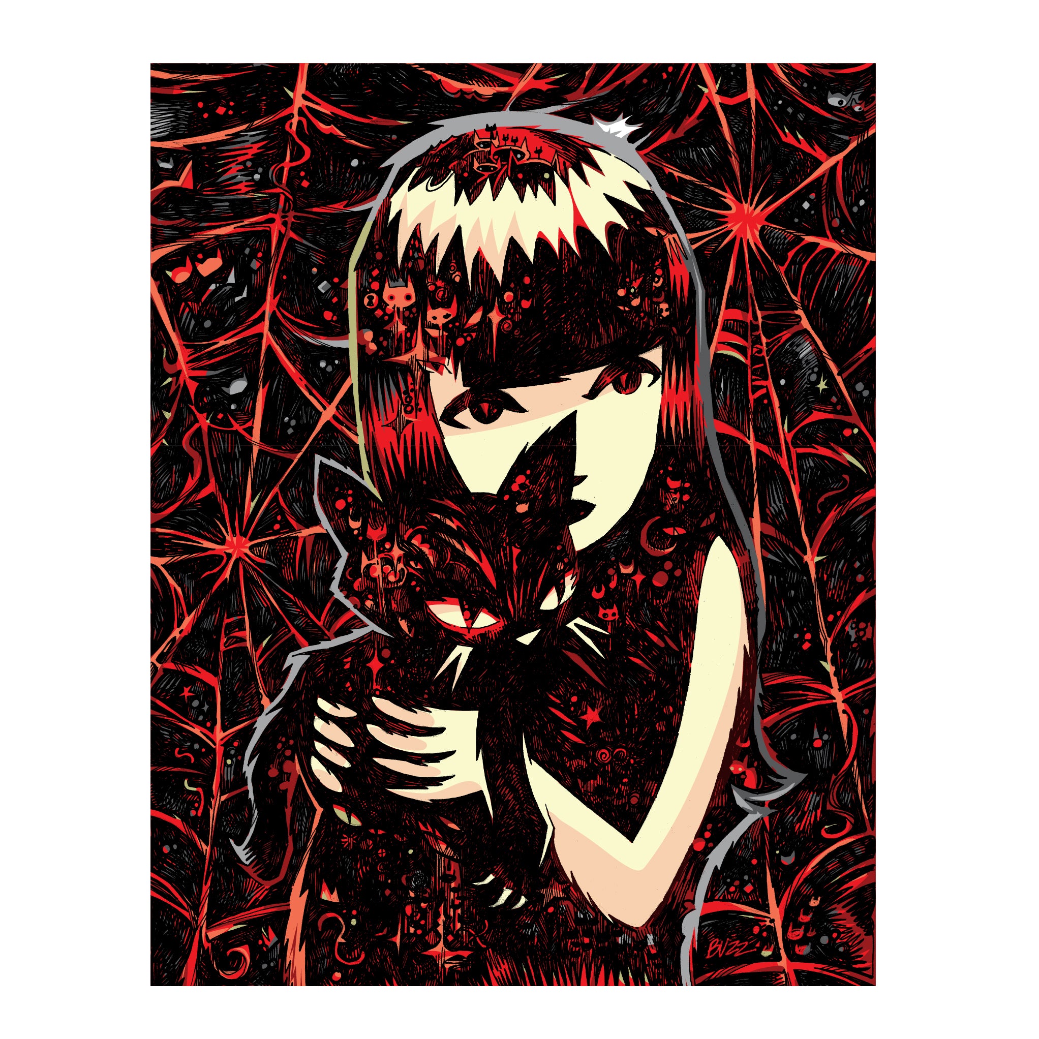 Kitty Whispers Emily The Strange Art Print Framed or Unframed