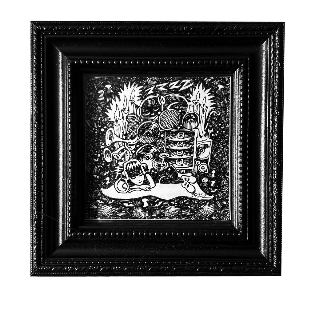 TUNE OUT Emily the Strange Original Ink Drawing