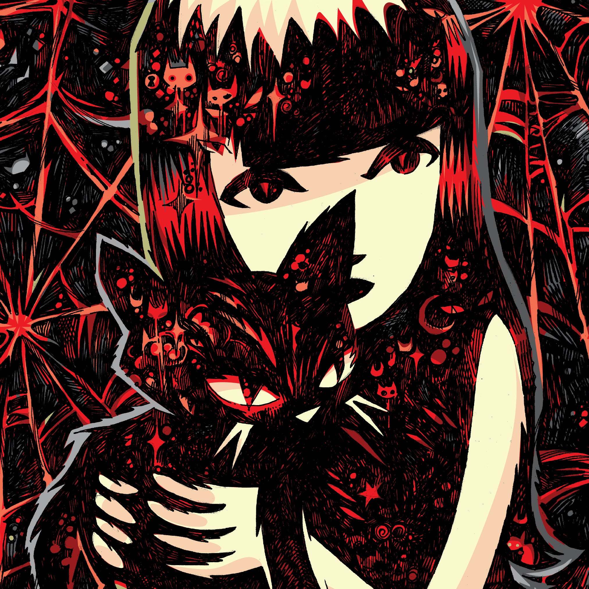 Kitty Whispers Emily The Strange Art Print Framed or Unframed