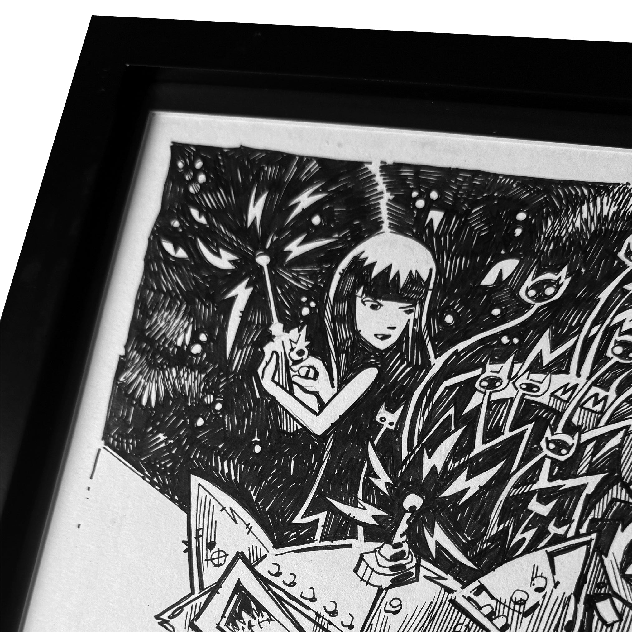 My Me'ow'chanical Kitty Emily the Strange Original Ink Drawing