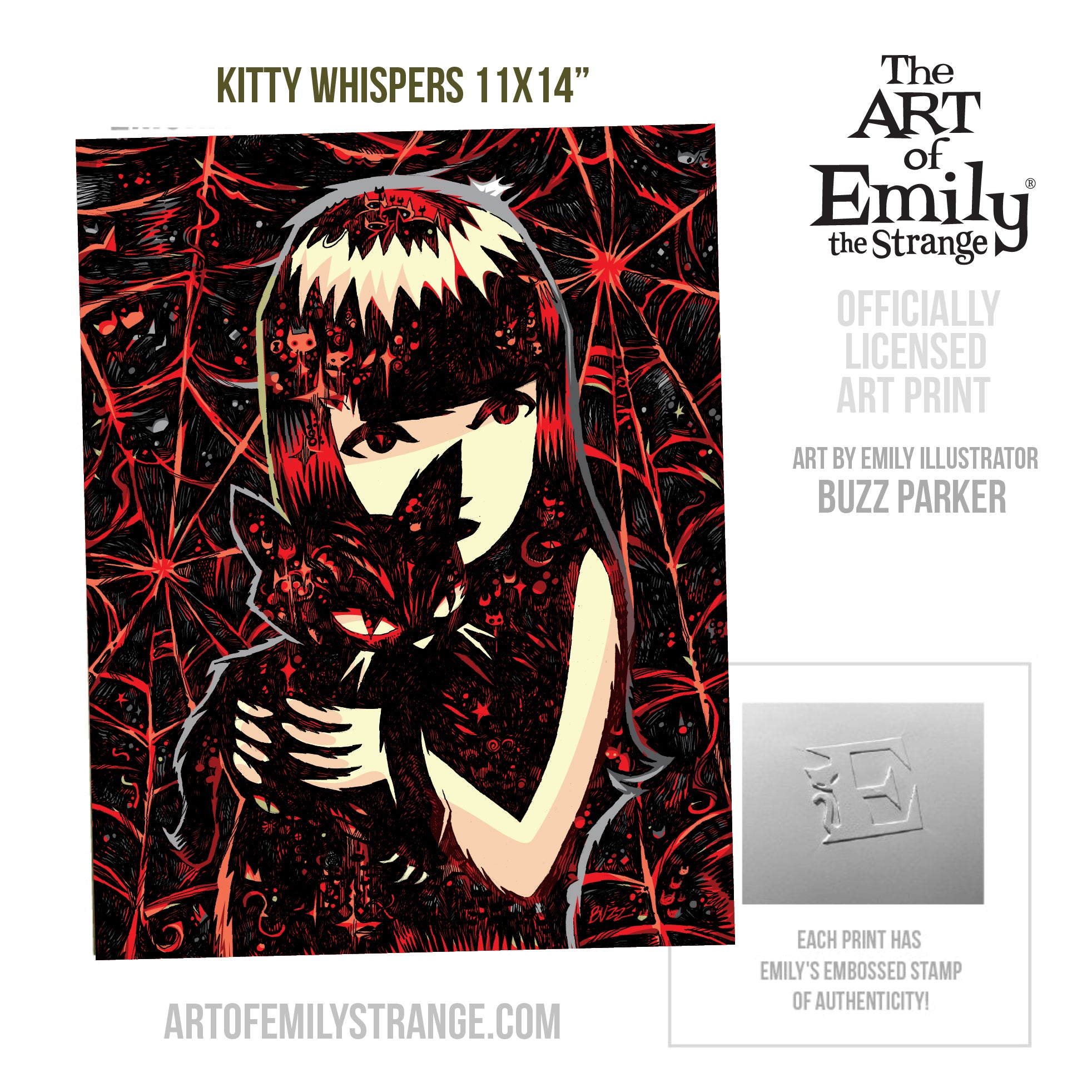 Kitty Whispers Emily The Strange Art Print Framed or Unframed