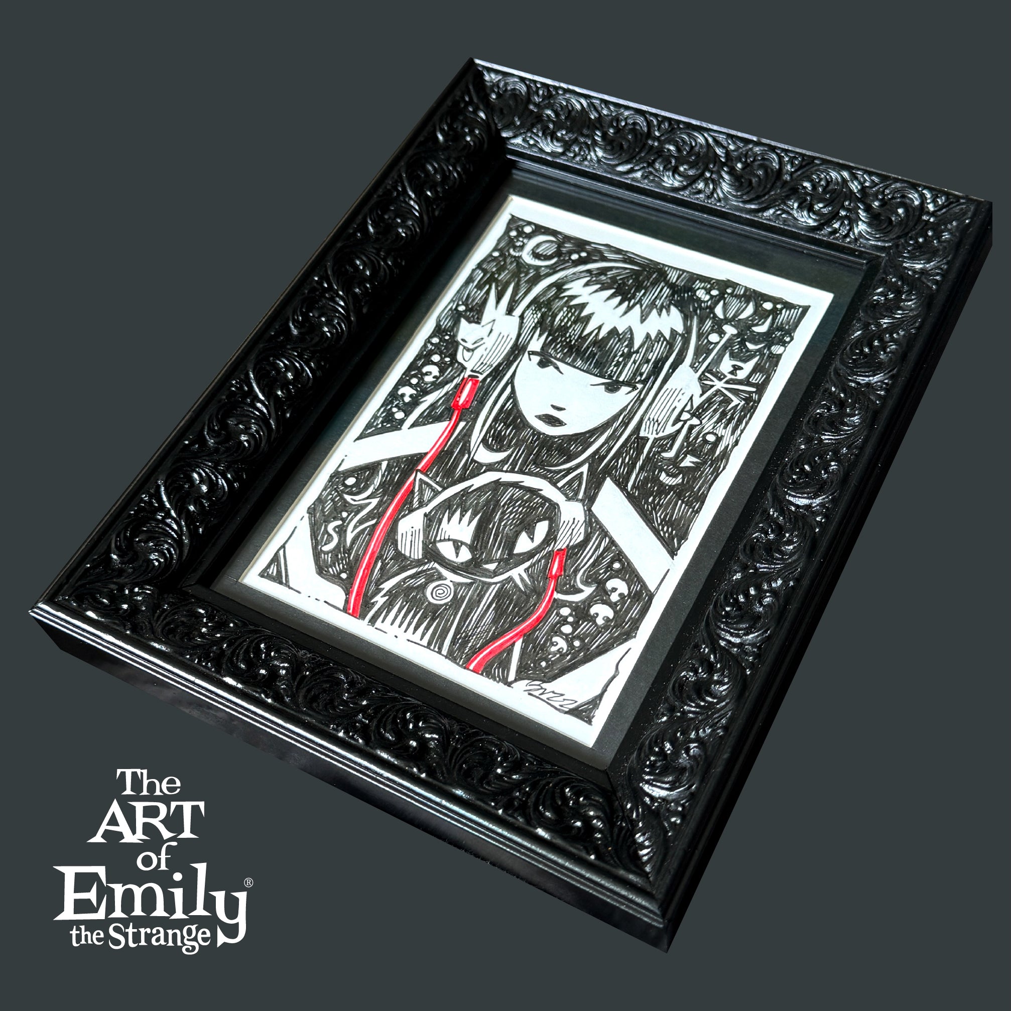 Hear Meow Now Emily the Strange Original Ink Drawing