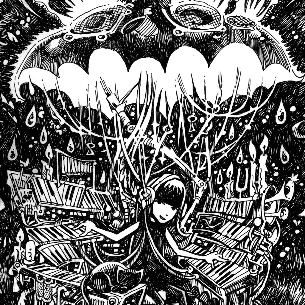 Night Keys Emily the Strange Original Ink Drawing