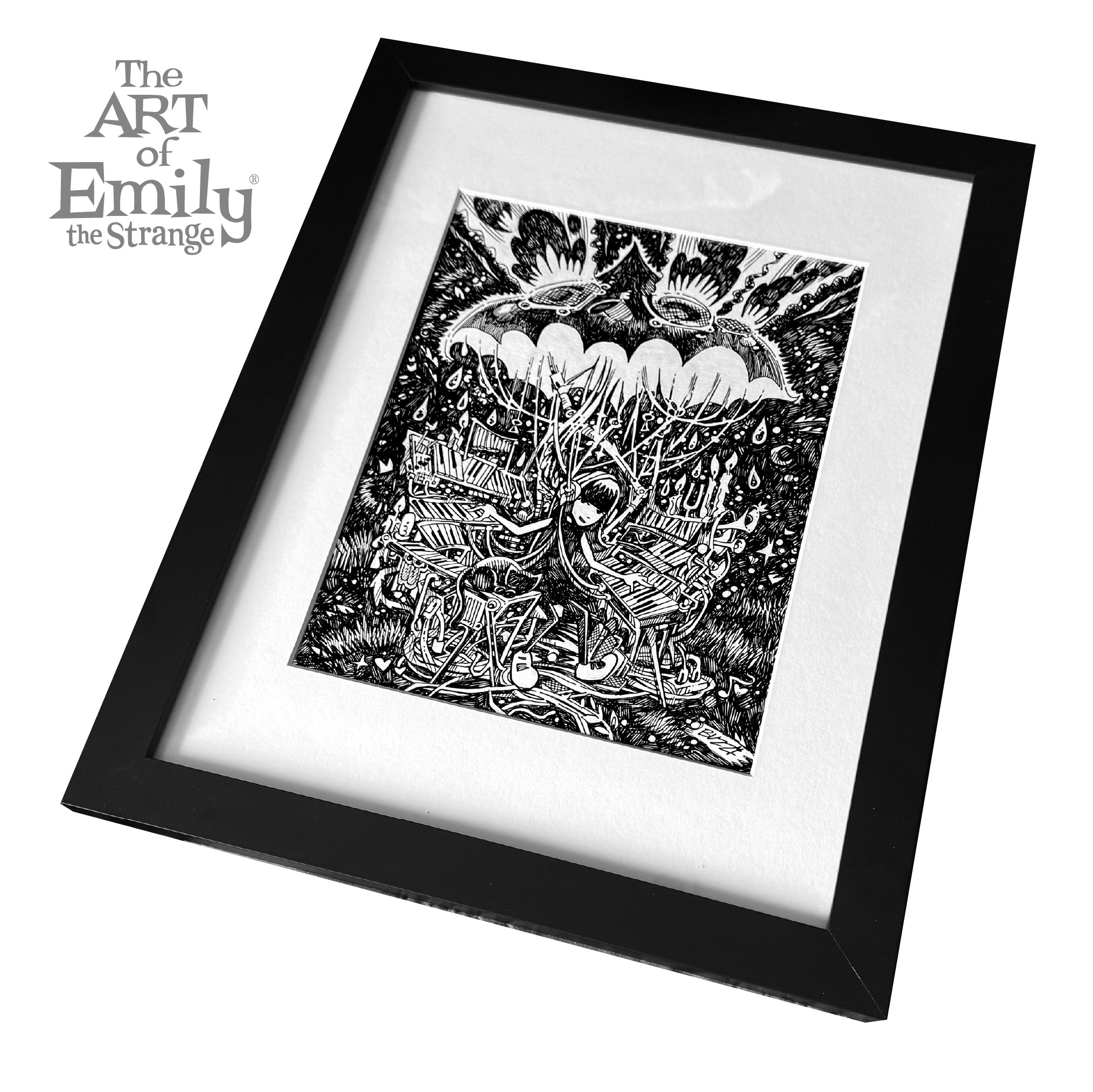 Night Keys Emily the Strange Original Ink Drawing