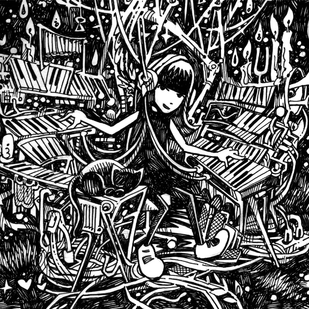 Night Keys Emily the Strange Original Ink Drawing