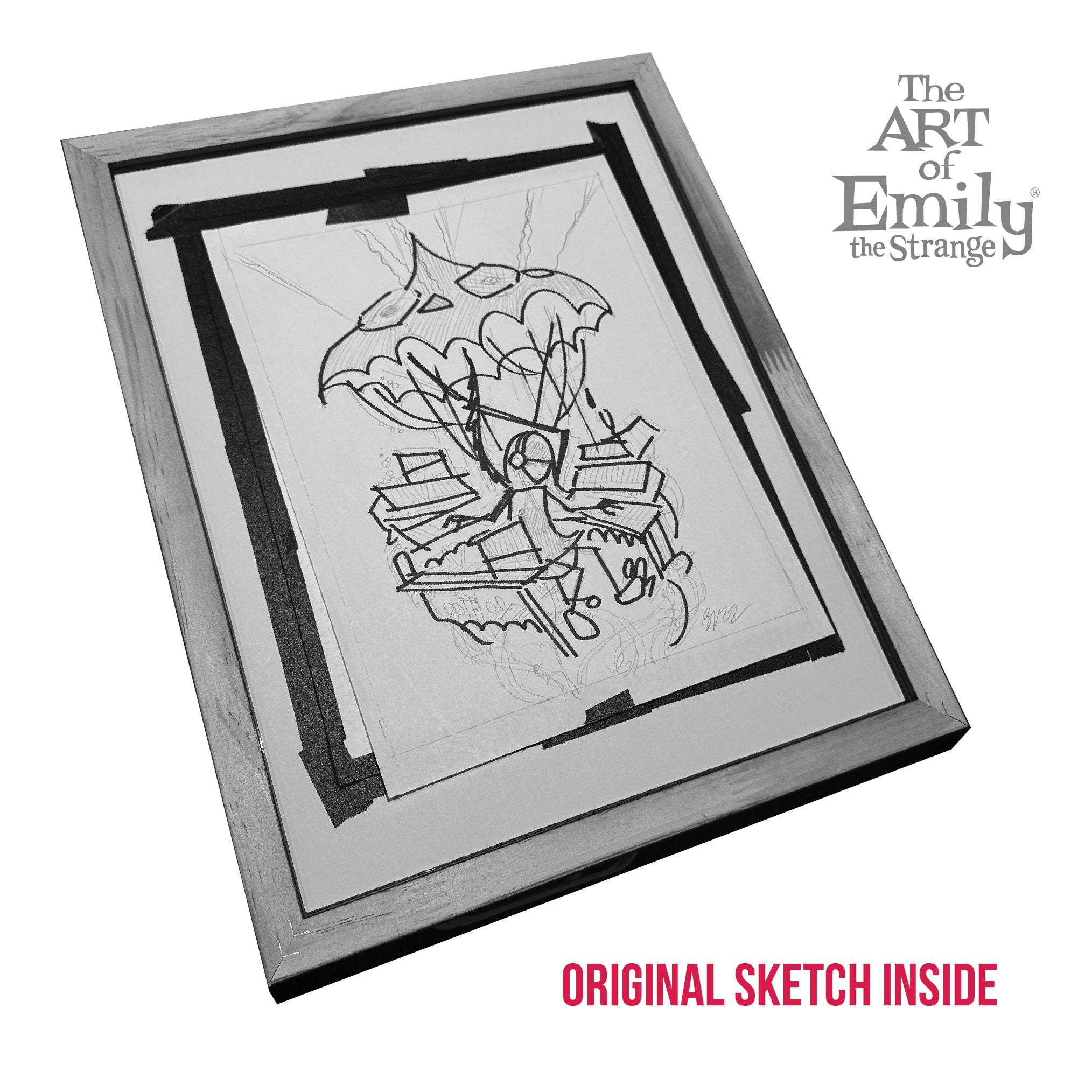 Night Keys Emily the Strange Original Ink Drawing