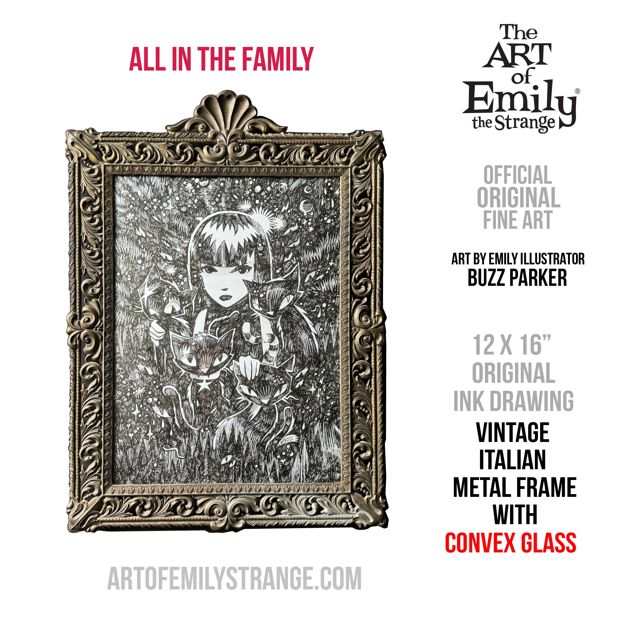 All In The Family Emily the Strange Original Ink Drawing