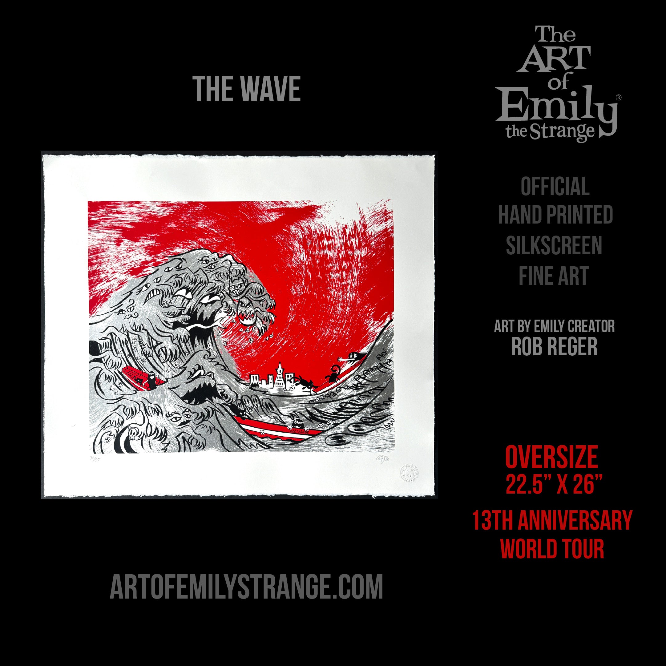 The Wave 13th Anniversary Serigraph Emily the Strange RARE Art Print