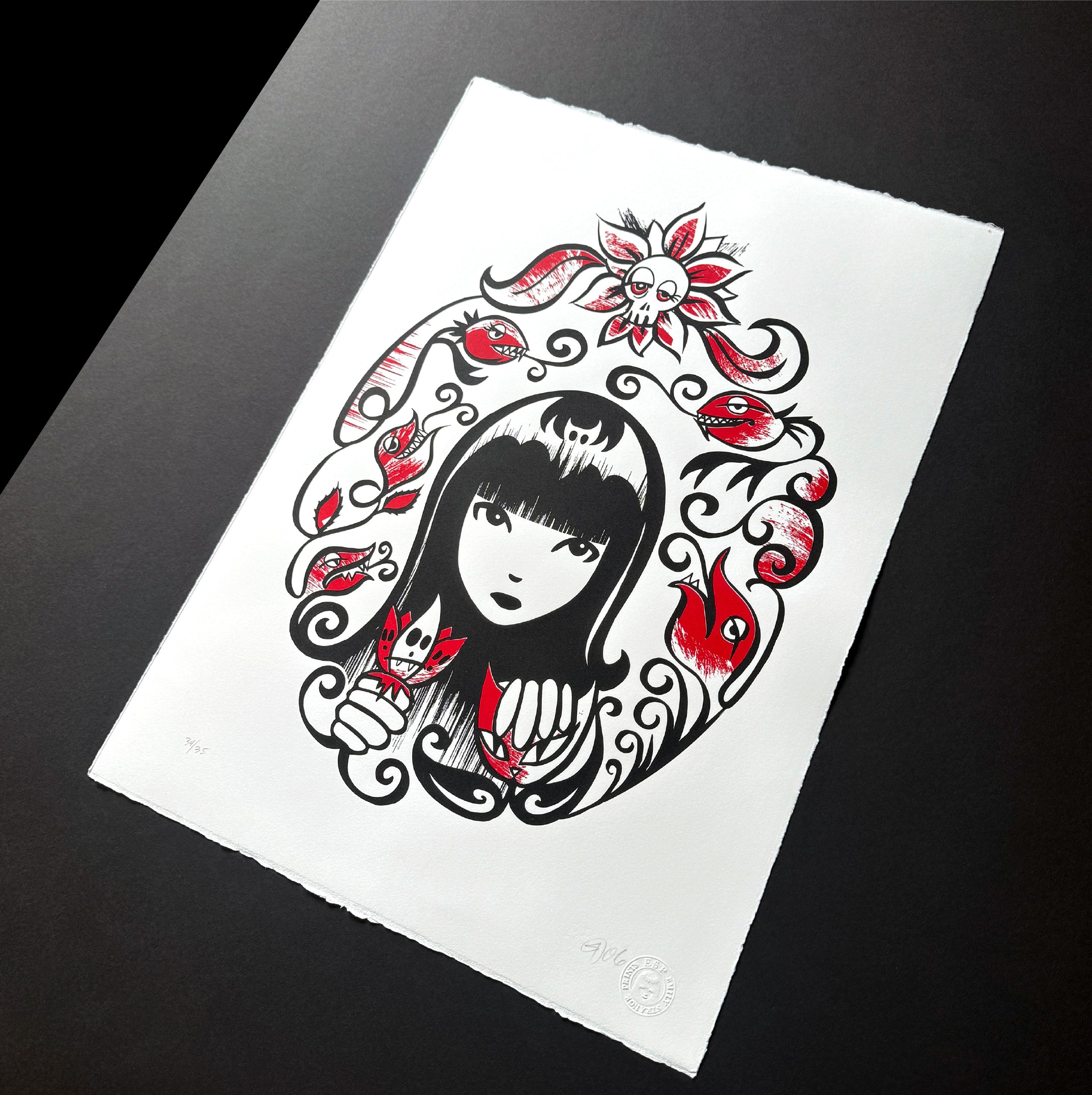 Secret Garden 13th Anniversary Serigraph Emily the Strange RARE Art Print