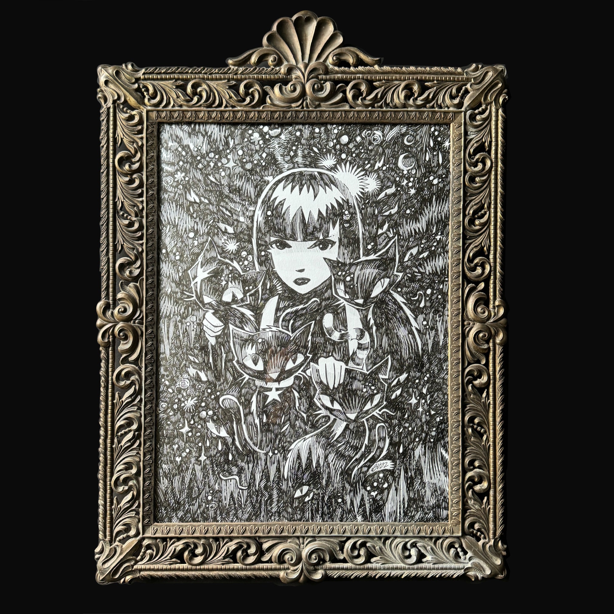 All In The Family Emily the Strange Original Ink Drawing