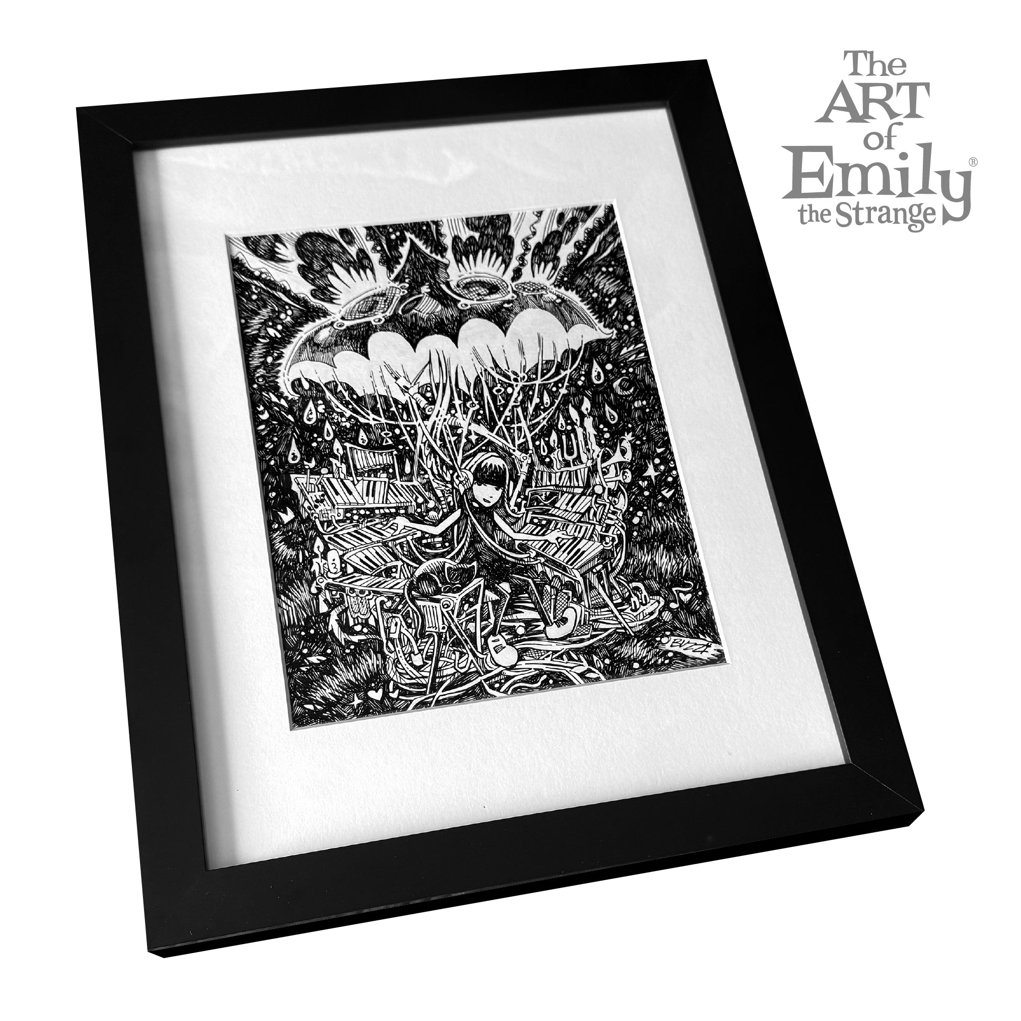 Night Keys Emily the Strange Original Ink Drawing