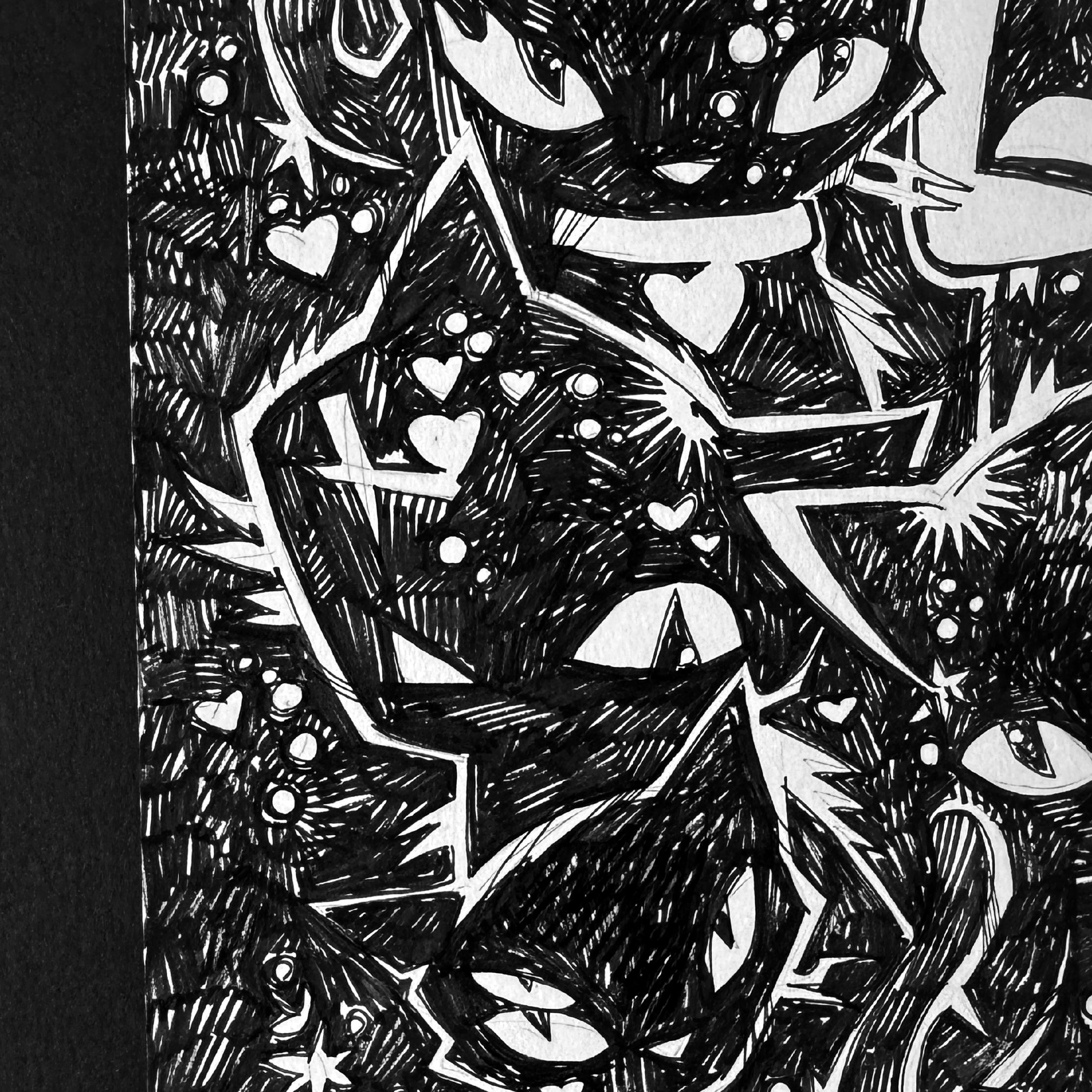 Cat Crew Emily the Strange Original Ink Drawing