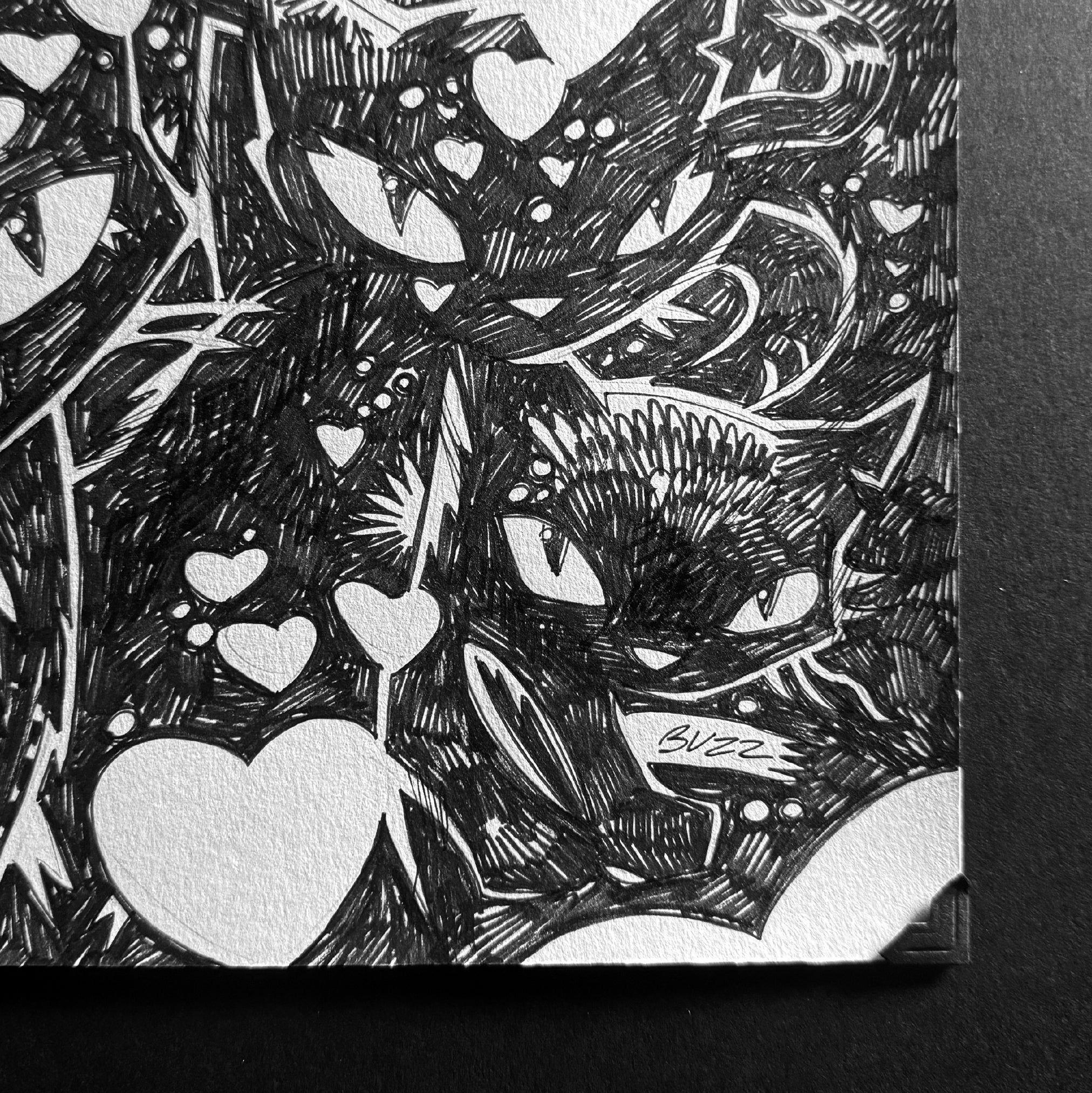 Cat Crew Emily the Strange Original Ink Drawing