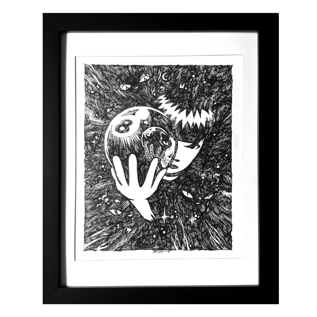 kNOw Future 8x10 Emily the Strange Original Ink Drawing