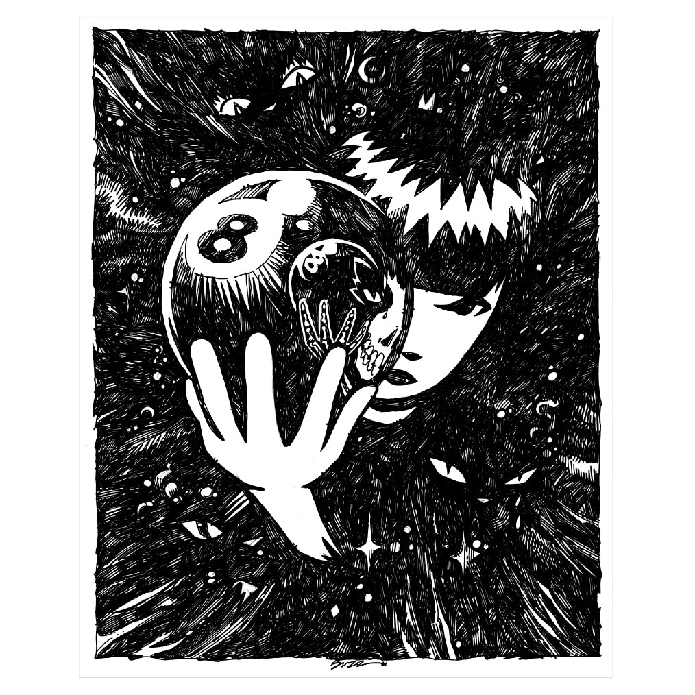 kNOw Future 8x10 Emily the Strange Original Ink Drawing