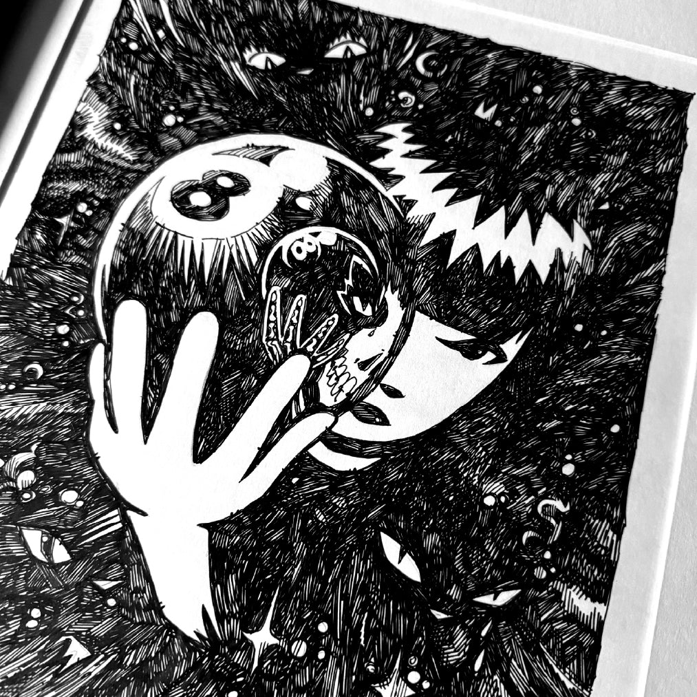 kNOw Future 8x10 Emily the Strange Original Ink Drawing