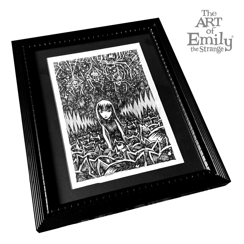 Spiderlandia 8x11 Emily the Strange Original Ink Drawing