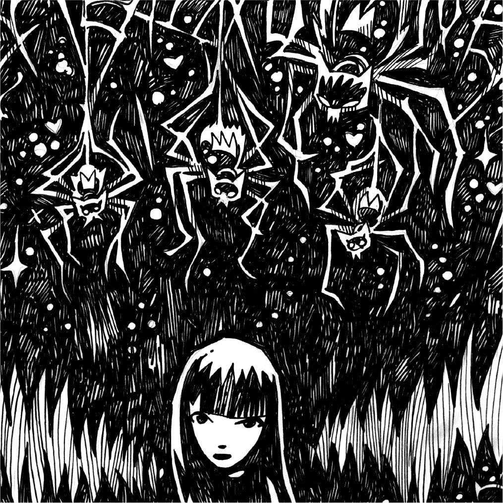 Spiderlandia 8x11 Emily the Strange Original Ink Drawing