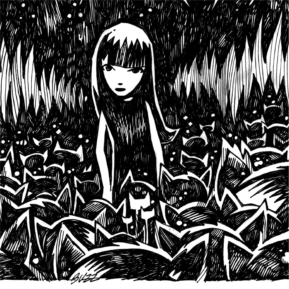 Spiderlandia 8x11 Emily the Strange Original Ink Drawing