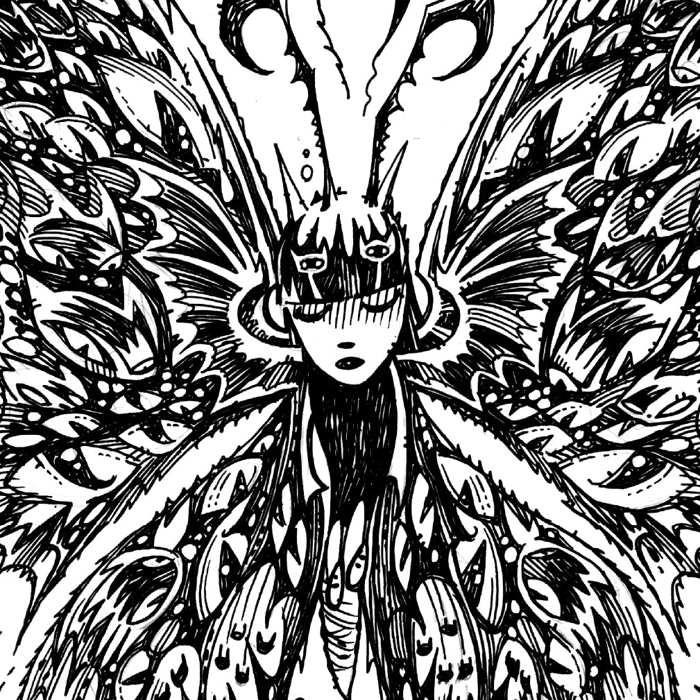 Strangerfly 8x8 Emily the Strange Original Ink Drawing