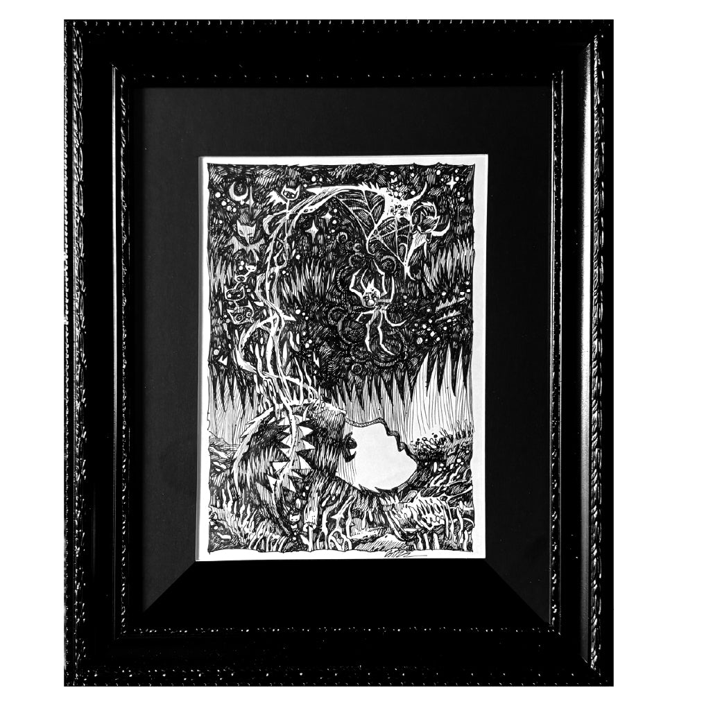 Spider Plant 8x11 Emily the Strange Original Ink Drawing