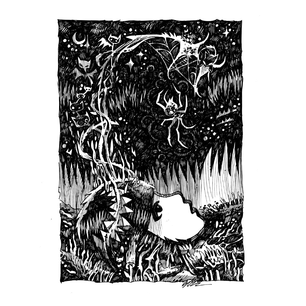 Spider Plant 8x11 Emily the Strange Original Ink Drawing