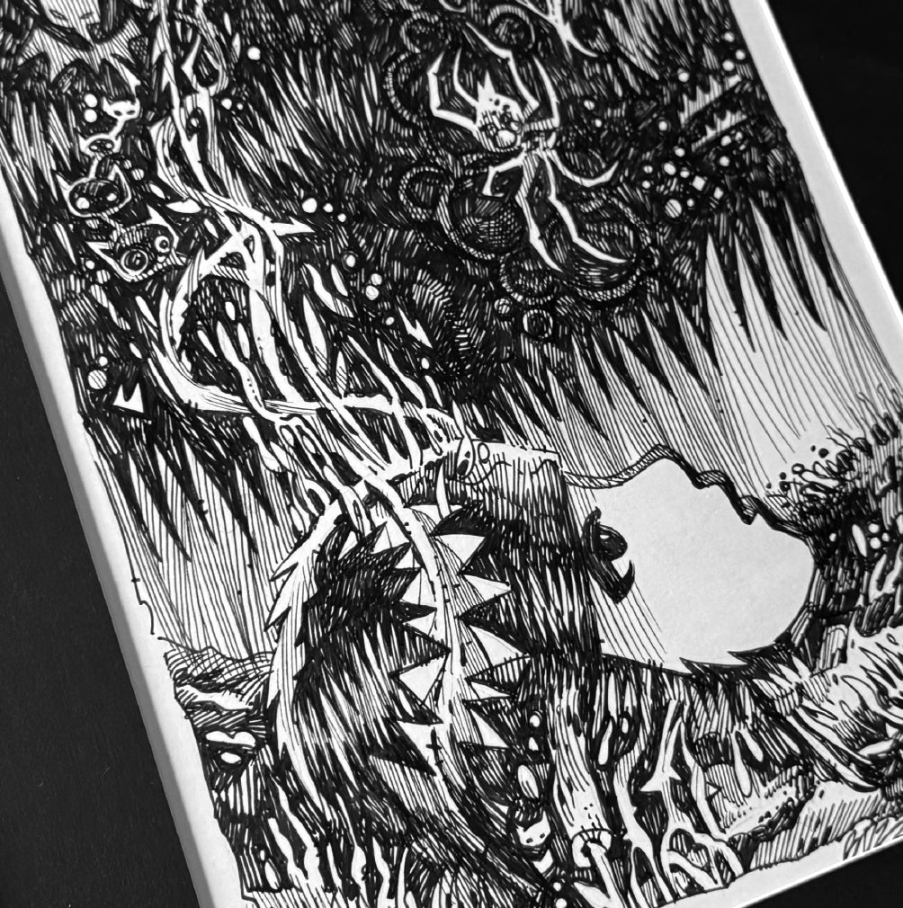 Spider Plant 8x11 Emily the Strange Original Ink Drawing