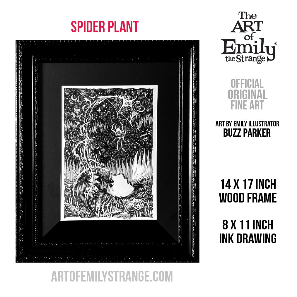 Spider Plant 8x11 Emily the Strange Original Ink Drawing