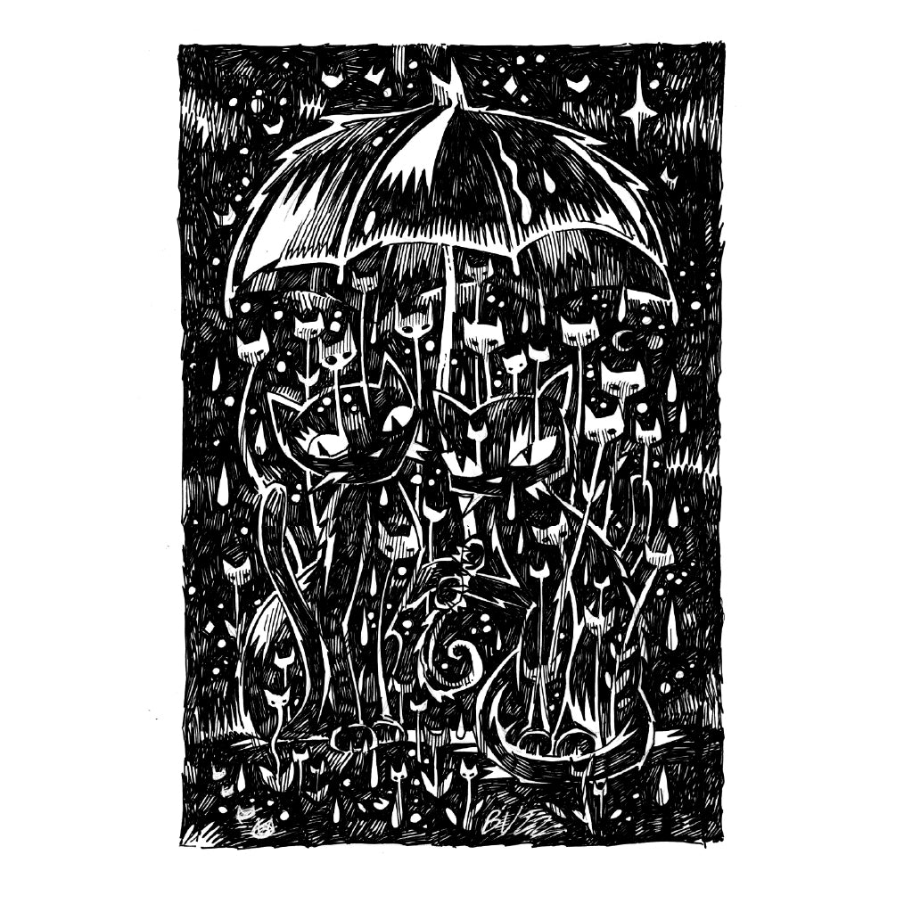 Nowhere To Hide 7x10 Emily the Strange Original Ink Drawing