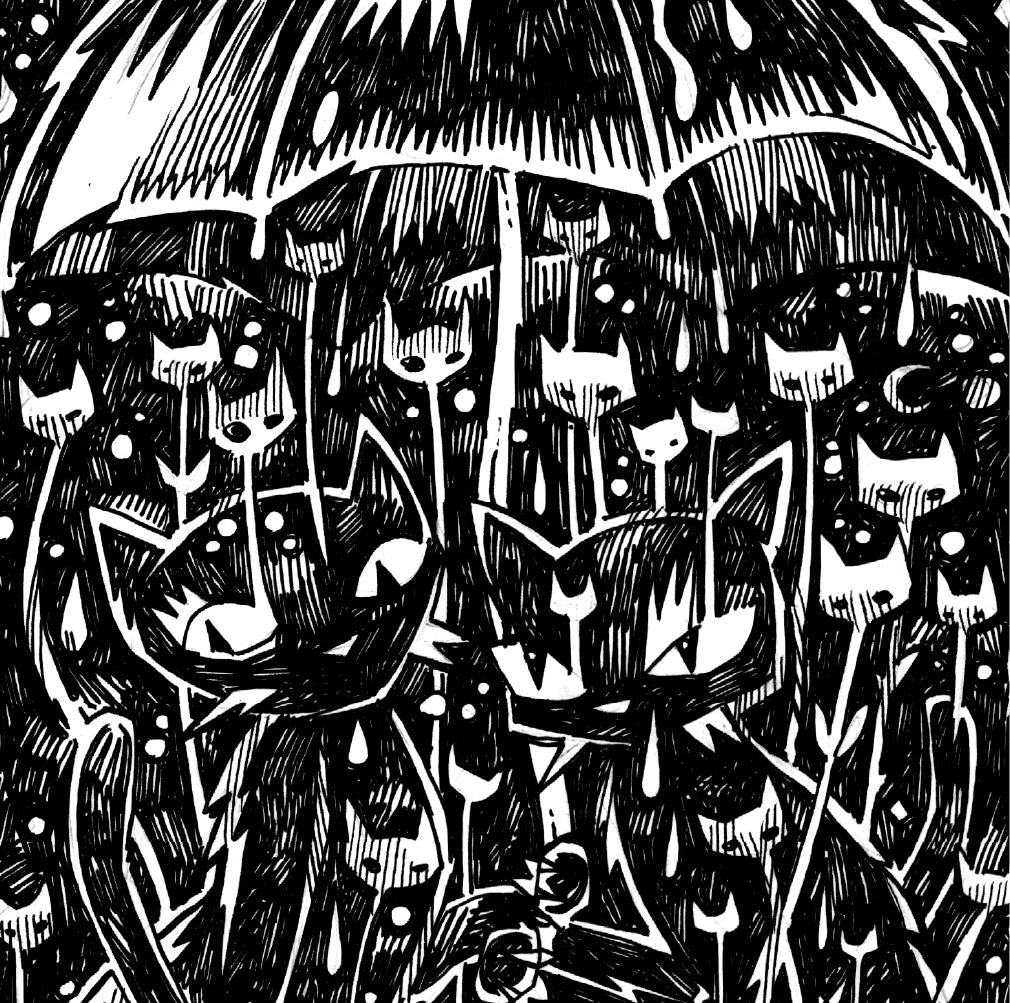 Nowhere To Hide 7x10 Emily the Strange Original Ink Drawing