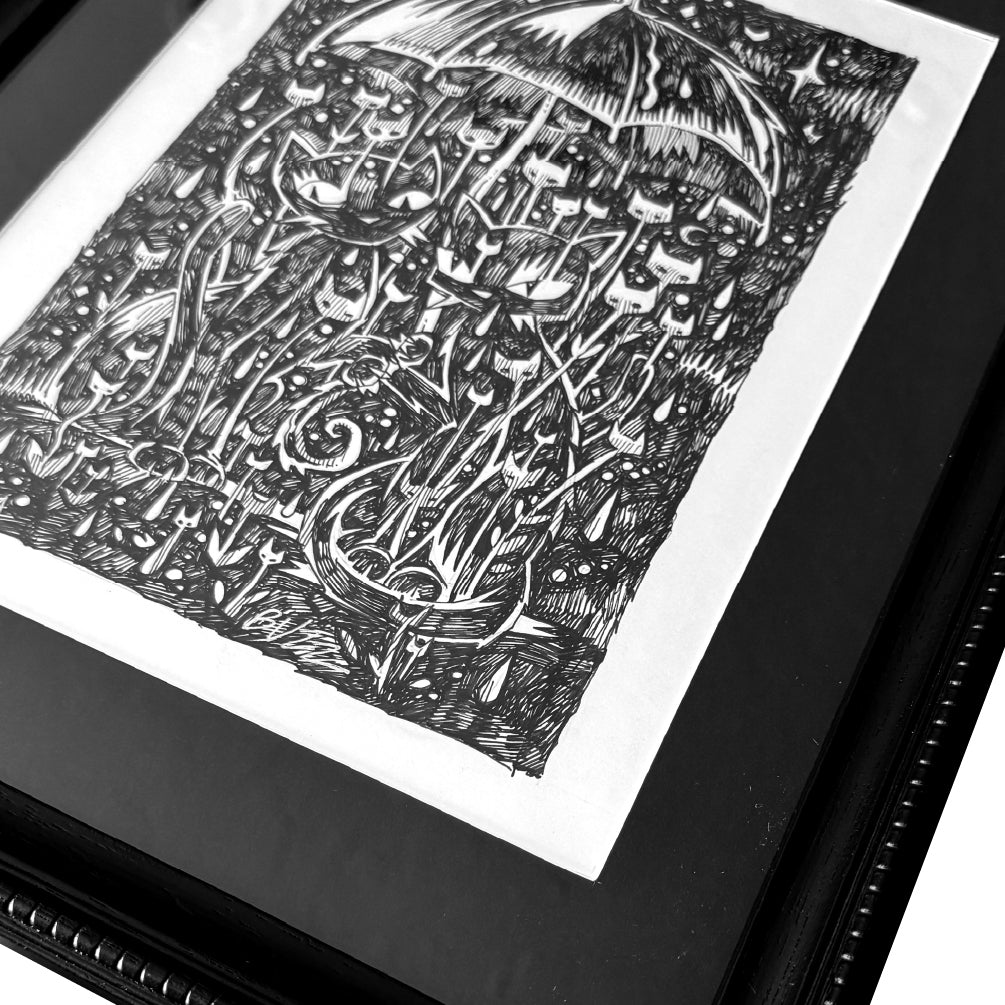 Nowhere To Hide 7x10 Emily the Strange Original Ink Drawing