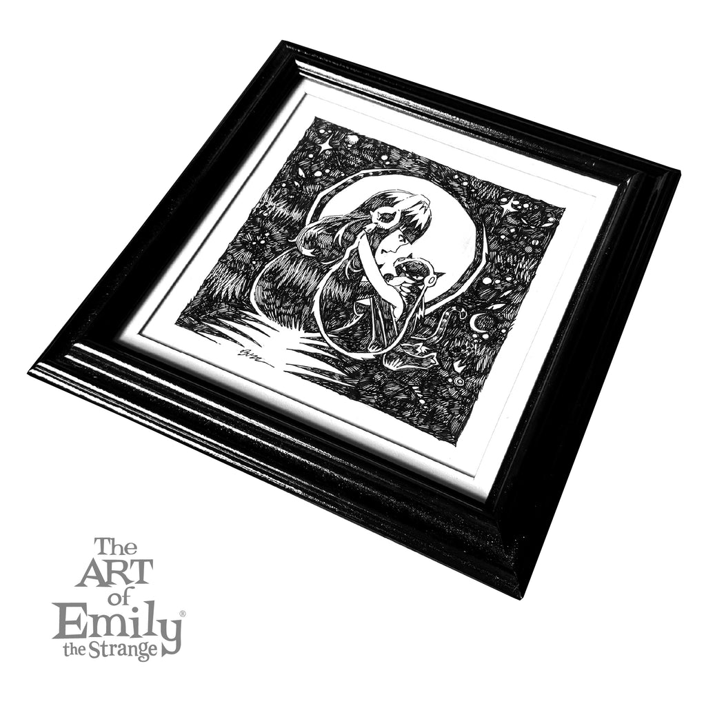 Cat Chat Emily the Strange Original Ink Drawing