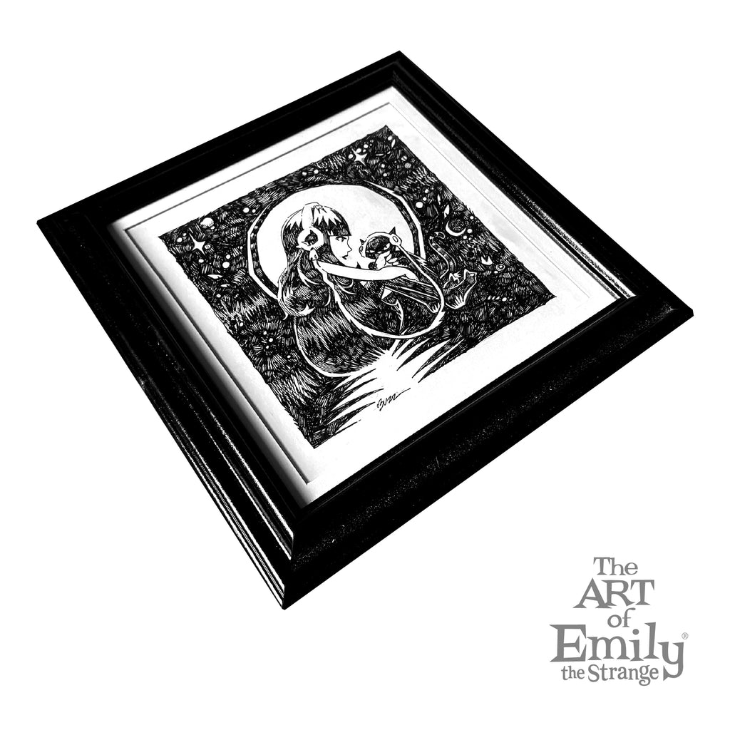 Cat Chat Emily the Strange Original Ink Drawing