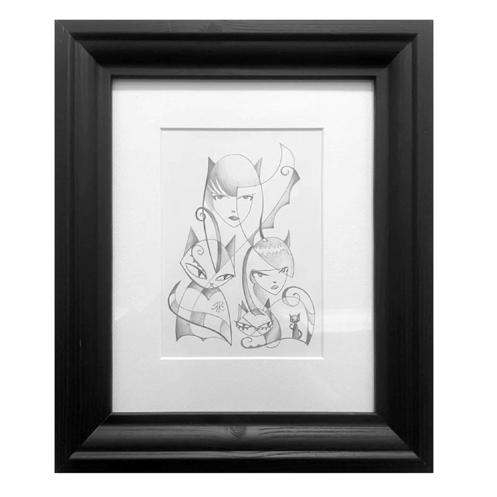 Stranger And Stranger Emily the Strange Original Pencil Drawing