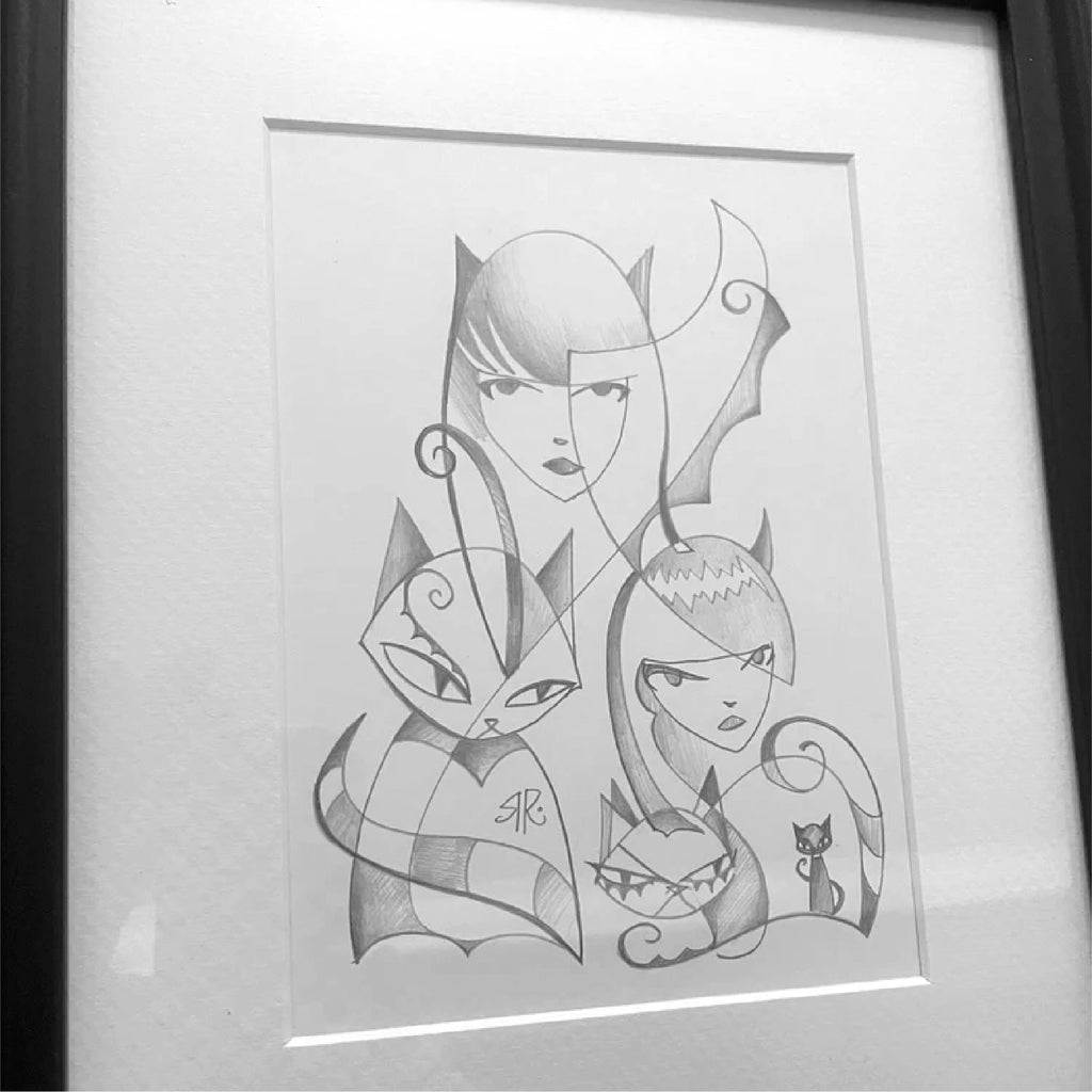 Stranger And Stranger Emily the Strange Original Pencil Drawing