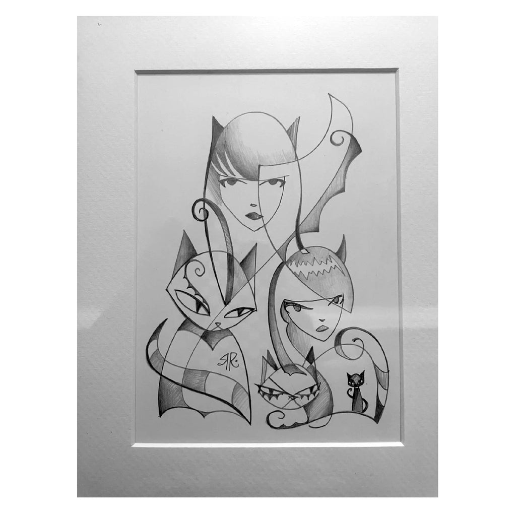 Stranger And Stranger Emily the Strange Original Pencil Drawing