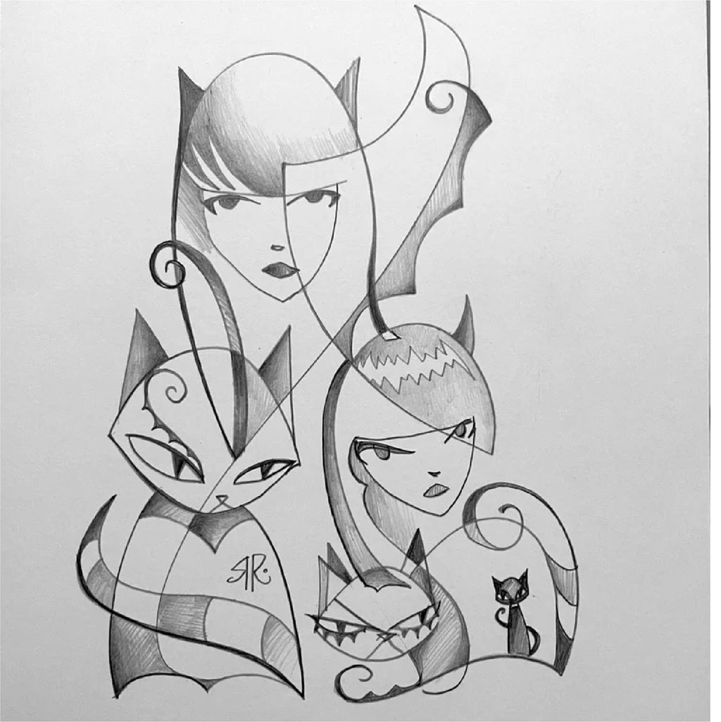 Stranger And Stranger Emily the Strange Original Pencil Drawing