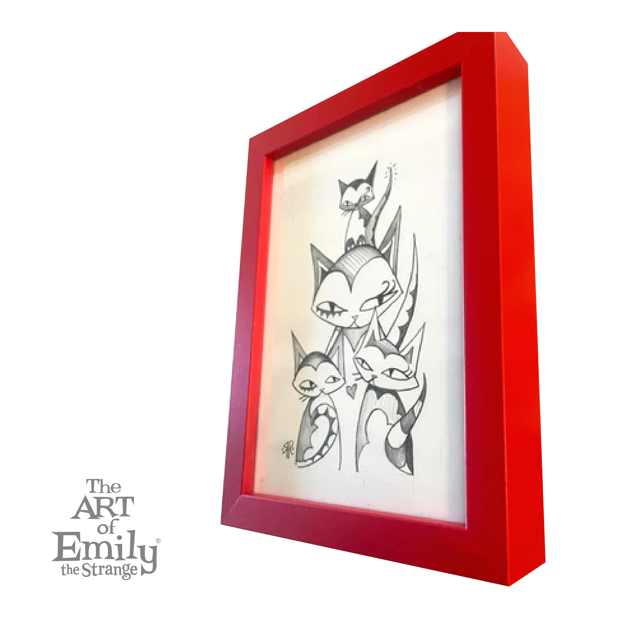 Cat Posse Emily the Strange Original Pencil Drawing