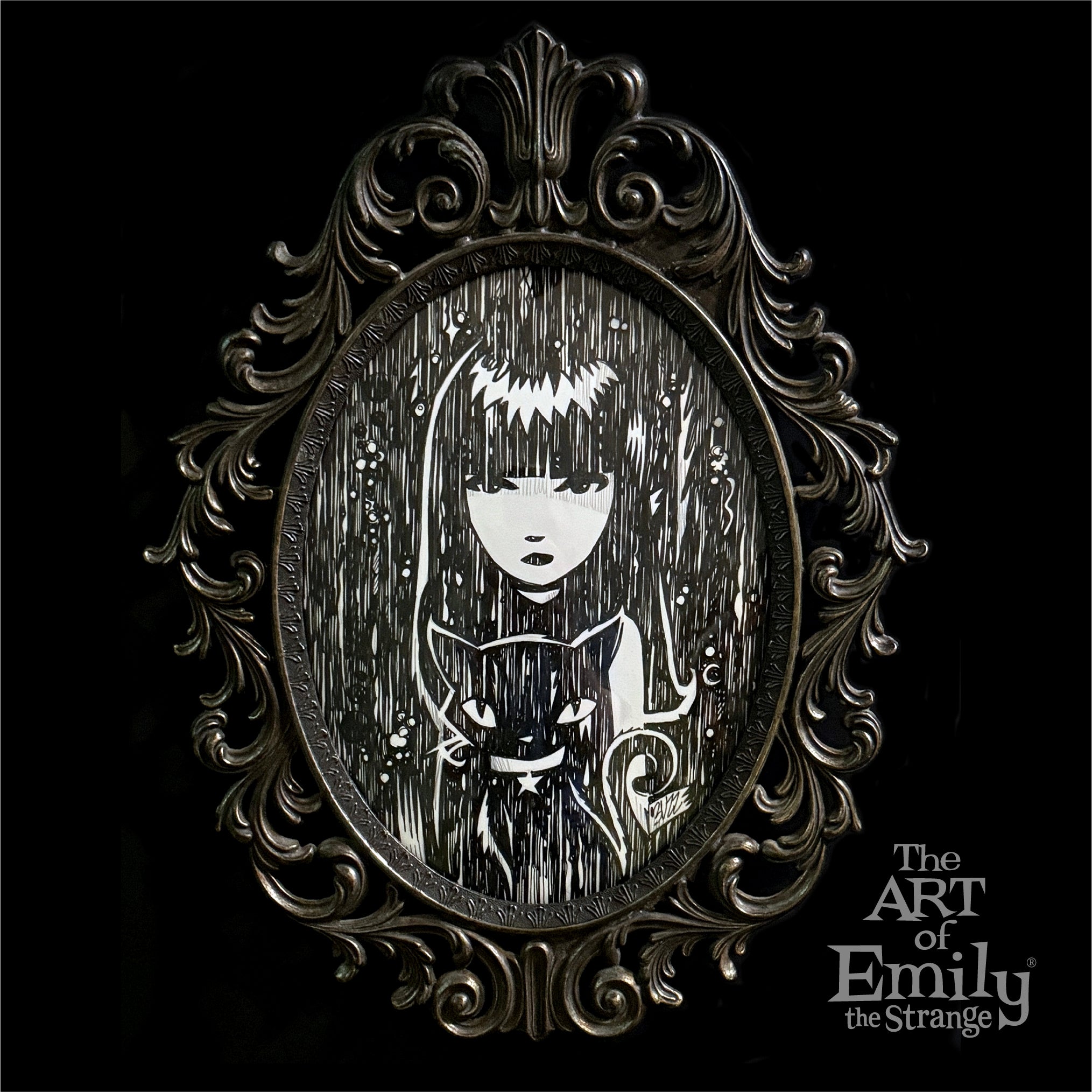 Best Friends Emily the Strange Original Ink Drawing