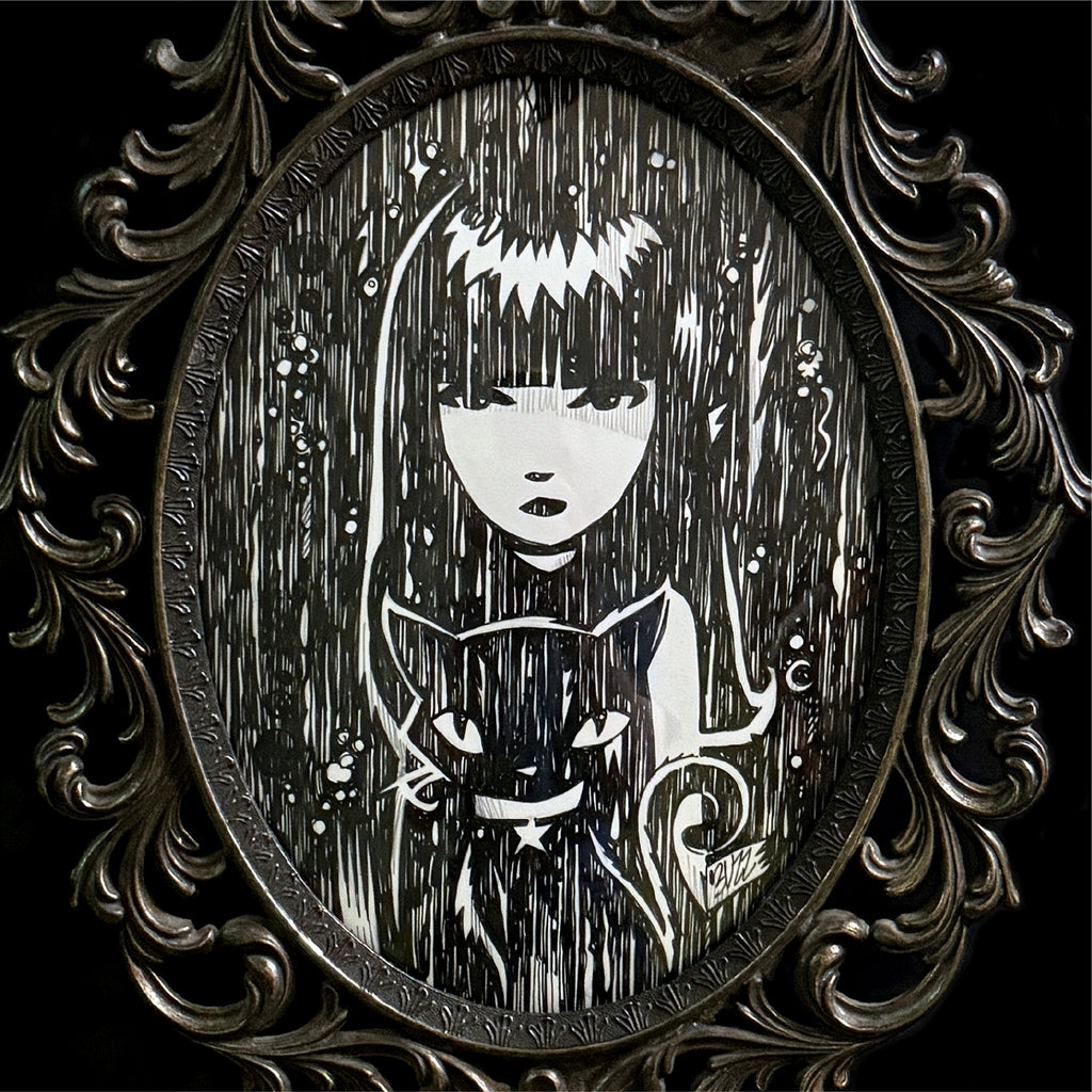 Best Friends Emily the Strange Original Ink Drawing