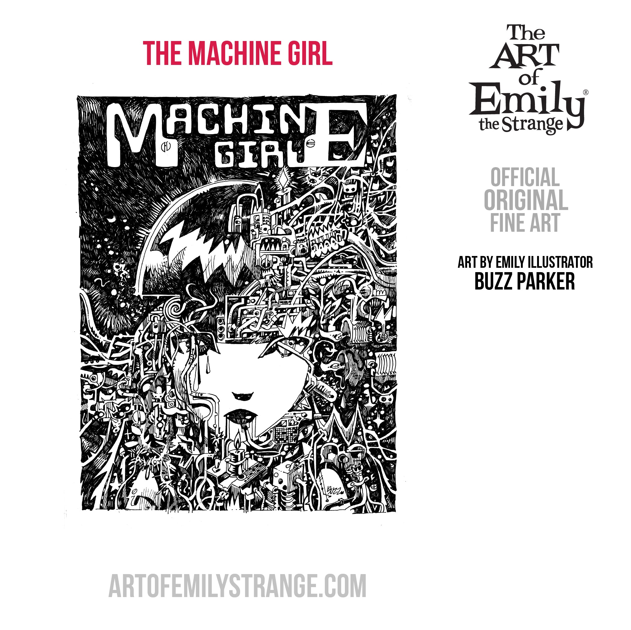 The Machine Girl Emily the Strange Original Ink Drawing