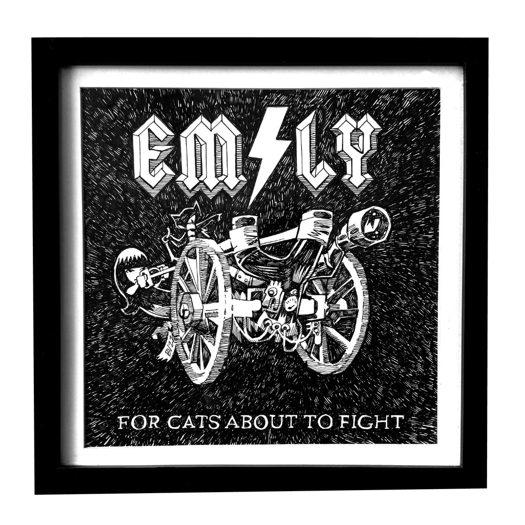 For Cats About To Fight Emily the Strange Original Ink Drawing